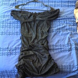 Windsor Runched Black Glitter Dress